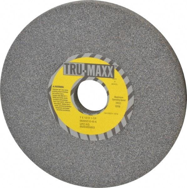 Tru-Maxx - 7" Diam x 1-1/4" Hole x 1/2" Thick, K Hardness, 46 Grit Surface Grinding Wheel - Aluminum Oxide, Type 1, Coarse Grade, 3,600 Max RPM, Vitrified Bond, No Recess - A1 Tooling