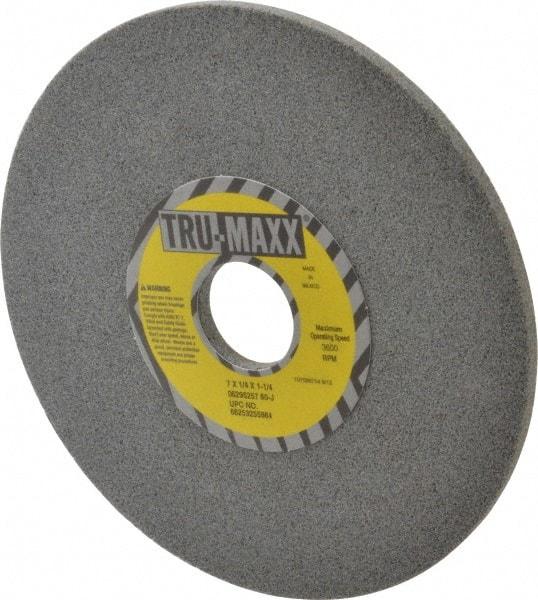 Tru-Maxx - 7" Diam x 1-1/4" Hole x 1/4" Thick, J Hardness, 60 Grit Surface Grinding Wheel - Aluminum Oxide, Type 1, Medium Grade, 3,600 Max RPM, Vitrified Bond, No Recess - A1 Tooling