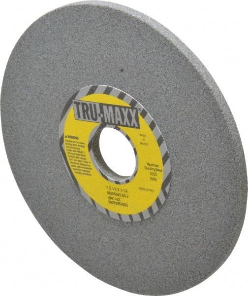 Tru-Maxx - 7" Diam x 1-1/4" Hole x 1/4" Thick, J Hardness, 80 Grit Surface Grinding Wheel - Aluminum Oxide, Type 1, Medium Grade, 3,600 Max RPM, Vitrified Bond, No Recess - A1 Tooling