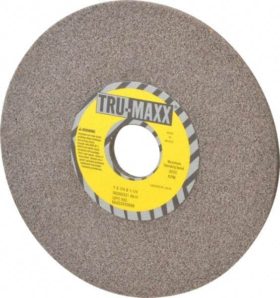 Tru-Maxx - 7" Diam x 1-1/4" Hole x 1/4" Thick, H Hardness, 46 Grit Surface Grinding Wheel - Aluminum Oxide, Type 1, Coarse Grade, 3,600 Max RPM, Vitrified Bond, No Recess - A1 Tooling