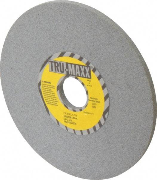 Tru-Maxx - 7" Diam x 1-1/4" Hole x 1/4" Thick, K Hardness, 80 Grit Surface Grinding Wheel - Aluminum Oxide, Type 1, Medium Grade, 3,600 Max RPM, Vitrified Bond, No Recess - A1 Tooling