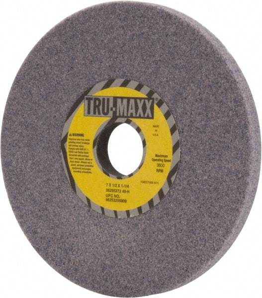 Tru-Maxx - 7" Diam x 1-1/4" Hole x 1/2" Thick, H Hardness, 46 Grit Surface Grinding Wheel - Aluminum Oxide, Type 1, Coarse Grade, 3,600 Max RPM, Vitrified Bond, No Recess - A1 Tooling