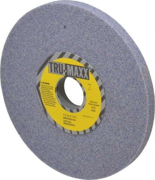 Tru-Maxx - 7" Diam x 1-1/4" Hole x 1/2" Thick, I Hardness, 46 Grit Surface Grinding Wheel - Aluminum Oxide, Type 1, Coarse Grade, 3,600 Max RPM, Vitrified Bond, No Recess - A1 Tooling