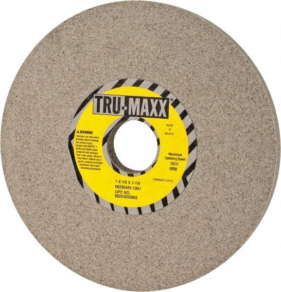 Tru-Maxx - 7" Diam x 1-1/4" Hole x 1/2" Thick, I Hardness, 100 Grit Surface Grinding Wheel - Aluminum Oxide, Type 1, Fine Grade, 3,600 Max RPM, Vitrified Bond, No Recess - A1 Tooling