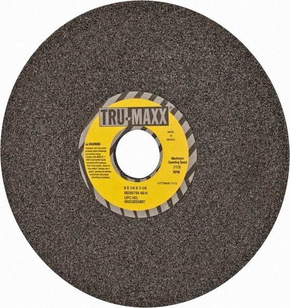 Tru-Maxx - 8" Diam x 1-1/4" Hole x 1/4" Thick, H Hardness, 46 Grit Surface Grinding Wheel - Aluminum Oxide, Type 1, Coarse Grade, 3,105 Max RPM, Vitrified Bond, No Recess - A1 Tooling