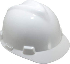 MSA - ANSI Type I, Class E Rated, 8-Point, Pin Lock Adjustment Hard Hat - One Size Fits Most, White, Standard Brim - A1 Tooling