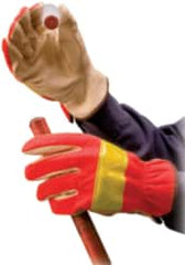 PRO-SAFE - Size S (7) Grain Pigskin General Protection Work Gloves - For General Purpose, Uncoated, Slip-On Cuff, Full Fingered, Orange, Paired - A1 Tooling