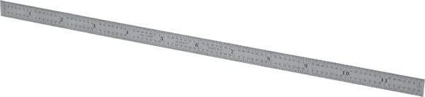 Starrett - 12" Long, 1/64, 1/32, 1/16, 1/8" Graduation, Flexible Steel Rule - 4R Graduation Style, 1/2" Wide, Silver, Satin Chrome Finish - A1 Tooling