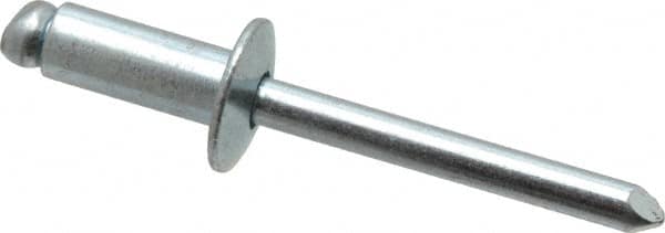 RivetKing - Size 86 Dome Head Steel Open End Blind Rivet - Steel Mandrel, 0.251" to 3/8" Grip, 1/2" Head Diam, 0.257" to 0.261" Hole Diam, 5/8" Length Under Head, 1/4" Body Diam - A1 Tooling