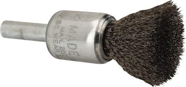 Anderson - 1/2" Brush Diam, Crimped, End Brush - 1/4" Diam Shank, 25,000 Max RPM - A1 Tooling