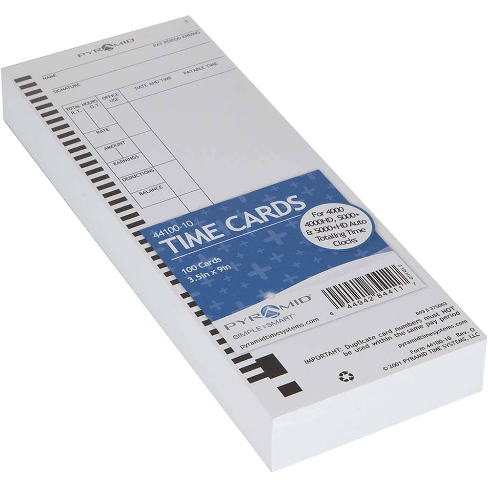 Pyramid - Time Cards & Time Clock Accessories Type: Weekly/Bi-Weekly/Twice Monthly Time Cards For Use With: PTI - M-4000 Time Recorder - A1 Tooling