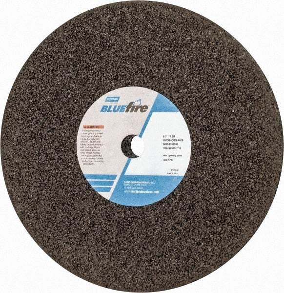 Norton - 8" Diam x 5/8" Hole x 1" Thick, Q Hardness, 16 Grit Surface Grinding Wheel - Zirconia Alumina, Type 1, Very Coarse Grade, 6,000 Max RPM, No Recess - A1 Tooling