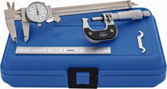 Value Collection - 3 Piece, Machinist Caliper and Micrometer Tool Kit - 0 to 1 Inch Micrometer, 0.0001 Inch Graduation - A1 Tooling