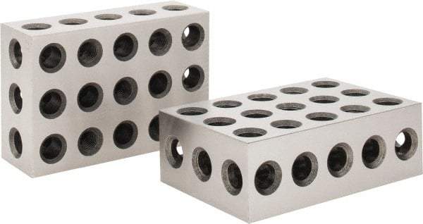 Value Collection - 0.0003 Squareness Per Inch, Hardened Steel, 2-4-6 Block with 23 Hole Setup Block - 0.0001 to 0.0007 Inch Overall Tolerance, 5/8-11 Inch Tapped Hole Size, 56-60 HRC Hardness, Sold As Matched Pair - A1 Tooling