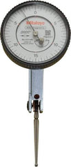 Mitutoyo - 0.06 Inch Range, 0.0005 Inch Dial Graduation, Horizontal Dial Test Indicator - 1.5748 Inch White Dial, 0-15-0 Dial Reading, Accurate to 0.0005 Inch - A1 Tooling