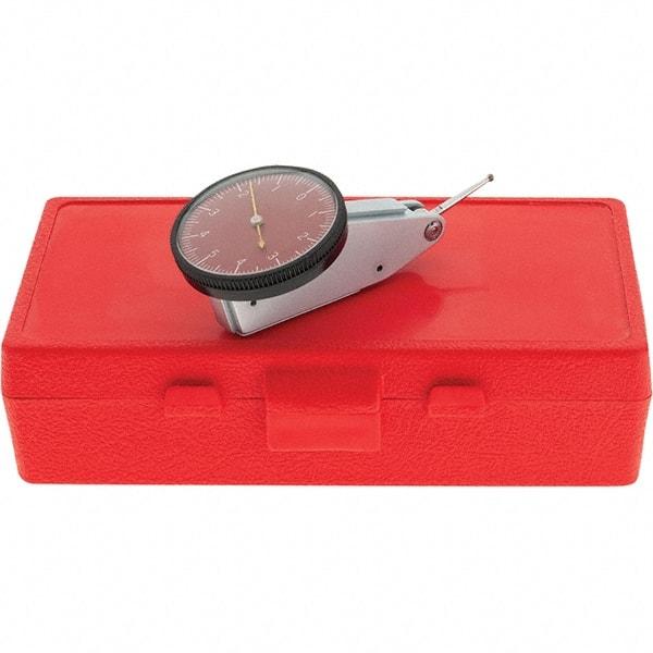 Starrett - 0.01 Inch Range, 0.0001 Inch Dial Graduation, Horizontal Dial Test Indicator - 1-3/8 Inch Red Dial, 0-5-0 Dial Reading, Includes NIST Traceability Certification - A1 Tooling