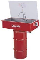 Graymills - Drum Mount Solvent-Based Parts Washer - 10 Gal Max Operating Capacity, Steel Tank, 65" High x 32" Long x 18" Wide, 115 Input Volts - A1 Tooling