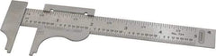 General - 0 to 4" Stainless Steel Vernier Caliper - 1/32 & 1/16" Graduation, 3/4" Jaw Depth, 0.03mm Accuracy - A1 Tooling