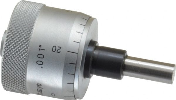 Mitutoyo - 1/2 Inch, 1.14 Inch Thimble, 6.35mm Diameter x 0.6102 Inch Long Spindle, Mechanical Micrometer Head - A1 Tooling