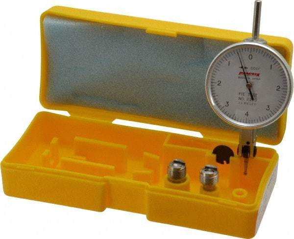 Peacock - 0.008 Inch Range, 0.0001 Inch Dial Graduation, Horizontal Dial Test Indicator - 1-53/64 Inch White Dial, 0-4-0 Dial Reading, Accurate to 0.0003 Inch - A1 Tooling