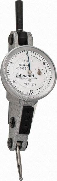 INTERAPID - 0.06 Inch Range, 0.0005 Inch Dial Graduation, Horizontal Dial Test Indicator - 1.2 Inch White Dial, 0-15-0 Dial Reading - A1 Tooling