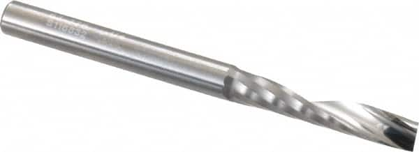 Onsrud - 1/4" Cutting Diam x 1-1/4" Length of Cut, 1 Flute, Upcut Spiral Router Bit - Uncoated, Right Hand Cut, Solid Carbide, 3" OAL x 1/4" Shank Diam, Single Edge, 21° Helix Angle - A1 Tooling