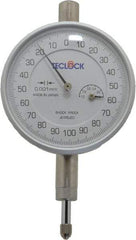 Teclock - 1mm Range, 0-100-0 Dial Reading, 0.001mm Graduation Dial Drop Indicator - 2-13/64" Dial, Revolution Counter - A1 Tooling