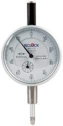 Teclock - 10mm Range, 0-100 Dial Reading, 0.01" Graduation Dial Drop Indicator - 2-11/64" Dial, 1" Range per Revolution, 0.015" Accuracy, Revolution Counter - A1 Tooling