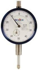 Teclock - 1/2" Range, 0-50-0 Dial Reading, 0.001" Graduation Dial Drop Indicator - 2-11/64" Dial, 0.1" Range per Revolution, 0.0009" Accuracy, Revolution Counter - A1 Tooling