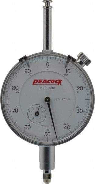 Peacock - 1" Range, 0-100 Dial Reading, 0.001" Graduation Dial Drop Indicator - 2-3/64" Dial, 0.002" Accuracy, Revolution Counter - A1 Tooling