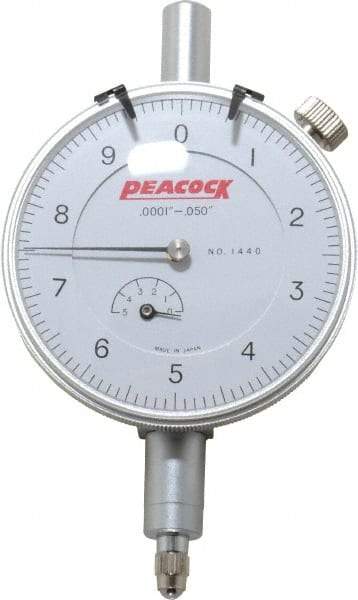 Peacock - 0.05" Range, 0-10 Dial Reading, 0.0001" Graduation Dial Drop Indicator - 2-3/64" Dial, 0.0003" Accuracy, Revolution Counter - A1 Tooling