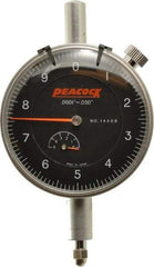 Peacock - 0.05" Range, 0-10 Dial Reading, 0.0001" Graduation Dial Drop Indicator - 2-3/64" Dial, 0.0003" Accuracy, Revolution Counter - A1 Tooling