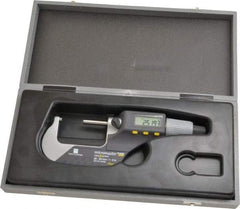 TESA Brown & Sharpe - 1 to 2 Inch Range, 0.0001 Inch Resolution, Standard Throat, IP54 Electronic Outside Micrometer - 0.0002 Inch Accuracy, Carbide Face, Includes Plastic Case - A1 Tooling