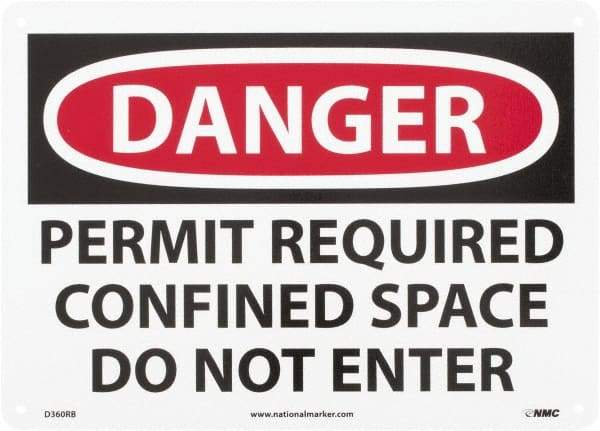 NMC - "Danger - Permit Required - Confined Space - Do Not Enter", 10" Long x 14" Wide, Rigid Plastic Safety Sign - Rectangle, 0.05" Thick, Use for Accident Prevention - A1 Tooling