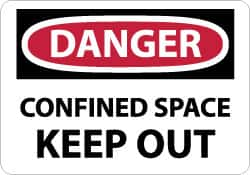 NMC - "Danger - Confined Space - Keep Out", 10" Long x 14" Wide, Aluminum Safety Sign - Rectangle, 0.04" Thick, Use for Accident Prevention - A1 Tooling