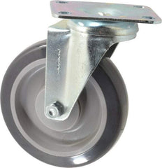 Shepherd - 5" Diam x 1-1/4" Wide x 6-1/4" OAH Top Plate Mount Swivel Caster - Polyurethane, 225 Lb Capacity, Ball Bearing, 2-5/8 x 3-3/4" Plate - A1 Tooling