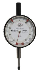 Mahr - 0.8mm Range, 0-45-0 Dial Reading, 0.01mm Graduation Dial Drop Indicator - 50mm Dial, 0.01mm Range per Revolution - A1 Tooling