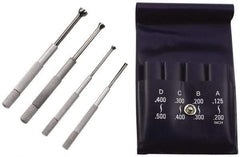 TESA Brown & Sharpe - 1/8 to 1/2 Inch Measurement, Small Hole Gage Set - Half Ball, Satin Chrome Coated, Includes Pouch - A1 Tooling