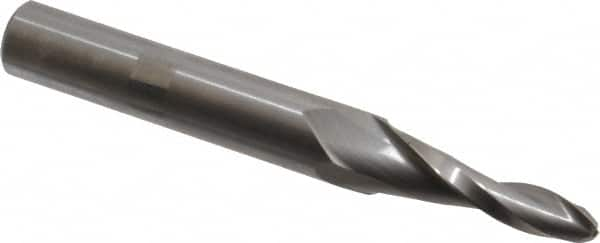 Onsrud - 1/4" Cutting Diam x 1-3/8" Length of Cut, 2 Flute, Upcut Spiral Router Bit - Uncoated, Right Hand Cut, Solid Carbide, 4" OAL x 1/2" Shank Diam, Ball End Taper - A1 Tooling