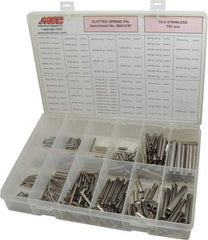 Made in USA - 750 Piece, 1/16 to 7/16" Pin Diam, Spring Pin Assortment - 18-8 Stainless Steel - A1 Tooling