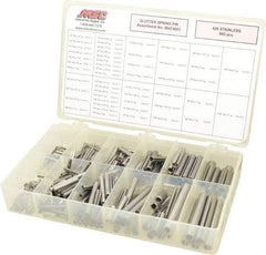 Made in USA - 500 Piece, 1/16 to 7/16" Pin Diam, Spring Pin Assortment - 420 Stainless Steel - A1 Tooling