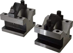 Value Collection - 2-9/16" Max Capacity, 90° Angle, Hardened Steel V-Block - 4-1/8" Long x 4-1/8" Wide x 3-1/16" High, Sold as 2 Block Set - A1 Tooling