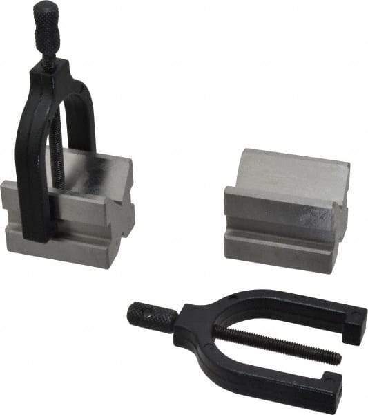 Value Collection - 1/2 to 1-3/32" Capacity, 90° Angle, Tool Steel V-Block - 2" Long x 1-1/2" Wide x 1-1/2" High, Sold as 2 Block Set - A1 Tooling