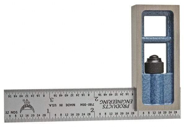 PEC Tools - 4 Inch Long, 4R Double Square - 1/64, 1/32, 1/16 and 1/8 Inch Graduation, Hardened Steel - A1 Tooling