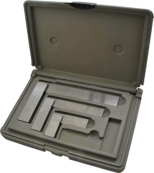 TESA Brown & Sharpe - 3 Piece, 1-1/2, 3, 4 Inch Base Length, 2, 4, 6 Inch Blade Length, Square Set - Accuracy Up to 0.0006 Inches, Steel, Includes Case - A1 Tooling