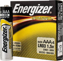 Energizer - Size AAA, Alkaline, 4 Pack, Standard Battery - 1.5 Volts, Button Tab Terminal, LR03, ANSI, IEC Regulated - A1 Tooling