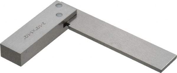 Value Collection - 2-1/2" Blade Length, 1-1/2" Base Length Steel Square - 0.0003" Accuracy, Beveled Edge - A1 Tooling