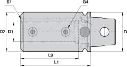 Kennametal - 63/64" Bore Diam, 50mm Body Diam x 70mm Body Length, Boring Bar Holder & Adapter - 58mm Bore Depth, Internal & External Coolant - Exact Industrial Supply