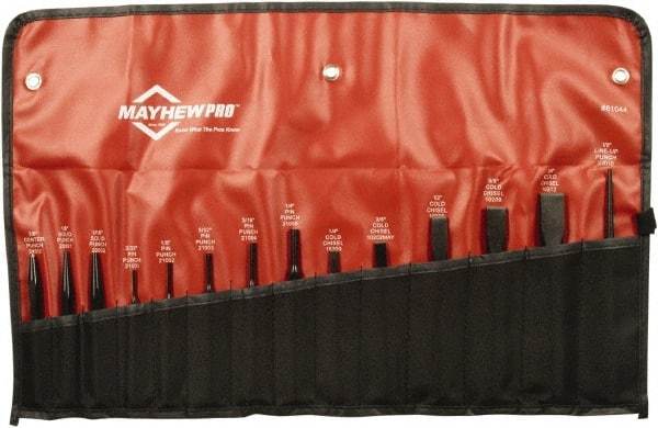 Mayhew - 14 Piece Punch & Chisel Set - 1/4 to 3/4" Chisel, 3/32 to 3/8" Punch, Round Shank - A1 Tooling