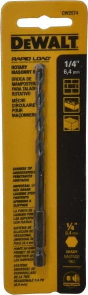 DeWALT - 1/4" Diam, Straight Shank, Carbide-Tipped Rotary & Hammer Drill Bit - A1 Tooling